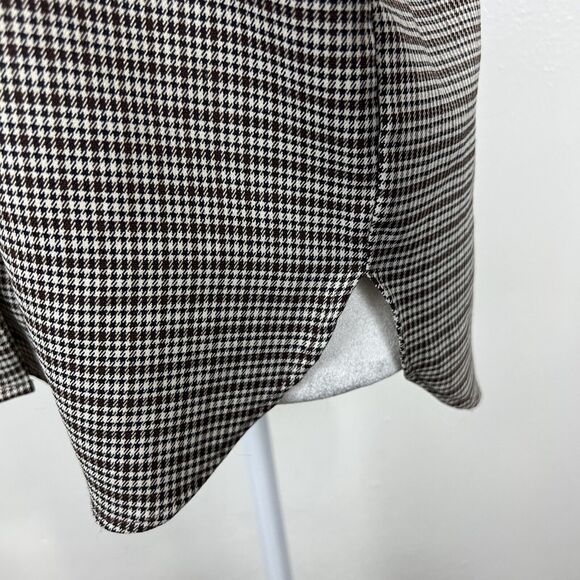 Maison de Roem Button Up Top Women Medium Black Houndstooth Long Sleeve Ruffled - Picture 11 of 15